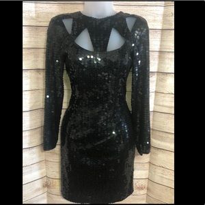 LIME NITE sequin cutout evening dress